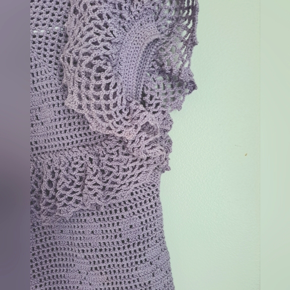 Crochet Purple Ruffled Boho Top - Picture 4 of 7